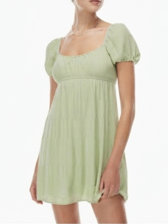 Aritzia Dresses & Skirts - Aritzia Sunday Best Hadley Babydoll Mini Dress Sage Green Smocked Puff Sleeve S